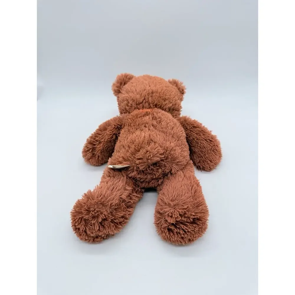 RARE Animal Adventure Brown Teddy Bear Plush Orange Ribbon Bow Satin 11”